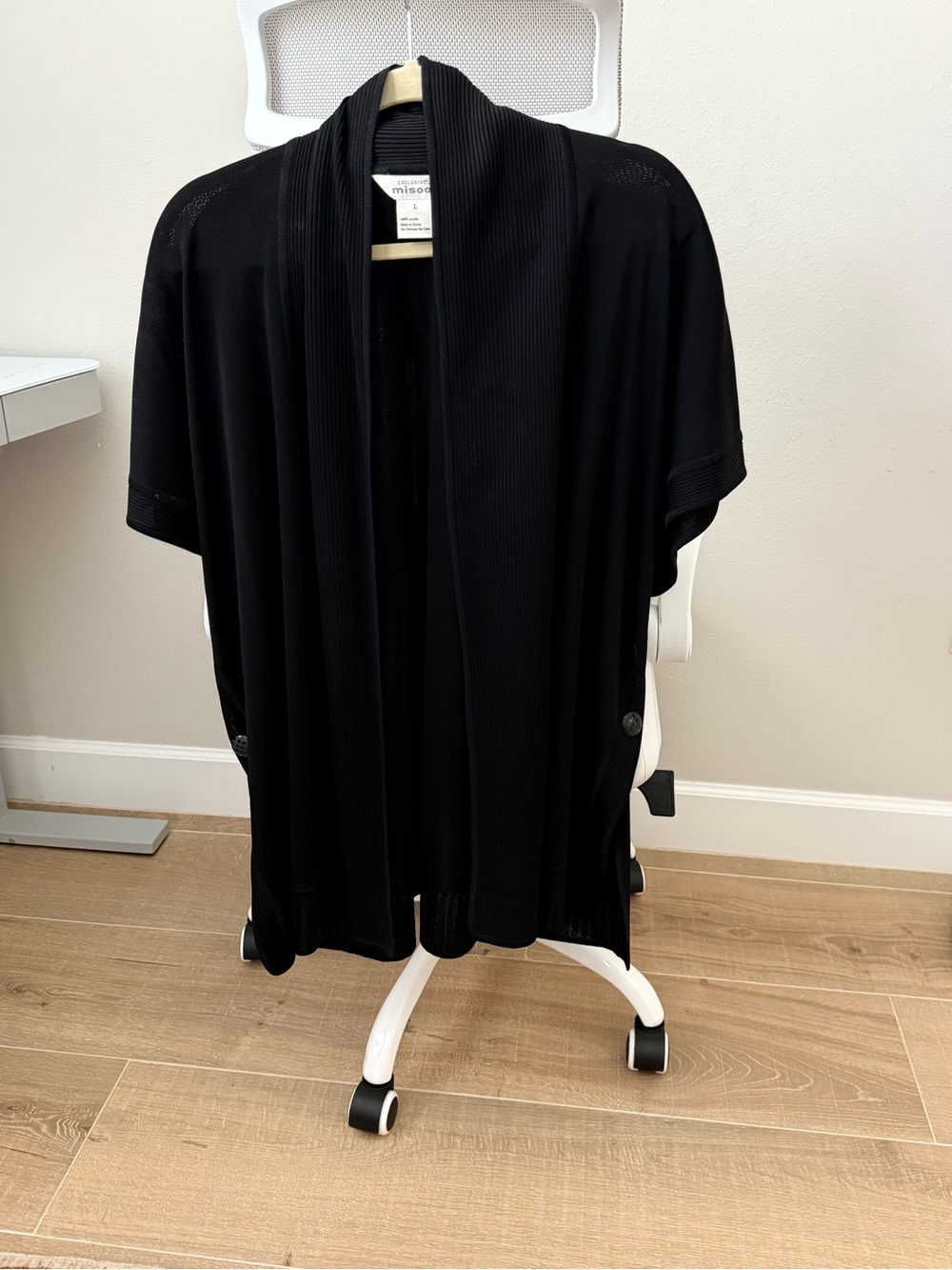 Misook black Short-Sleeve Open-Front Knit Jacket